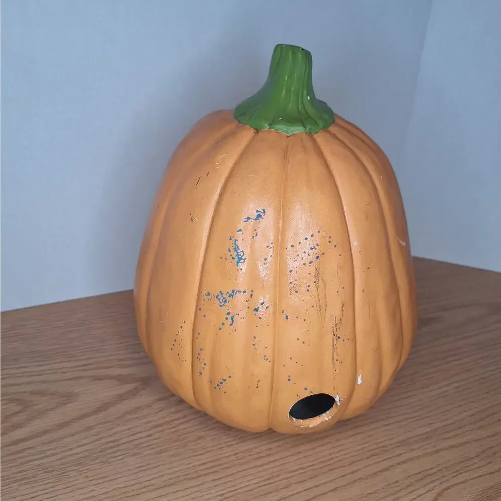VTV Vintage Ceramic Pumpkin Jack O Lantern Wide Mouth Bloodshot Eyes Halloween